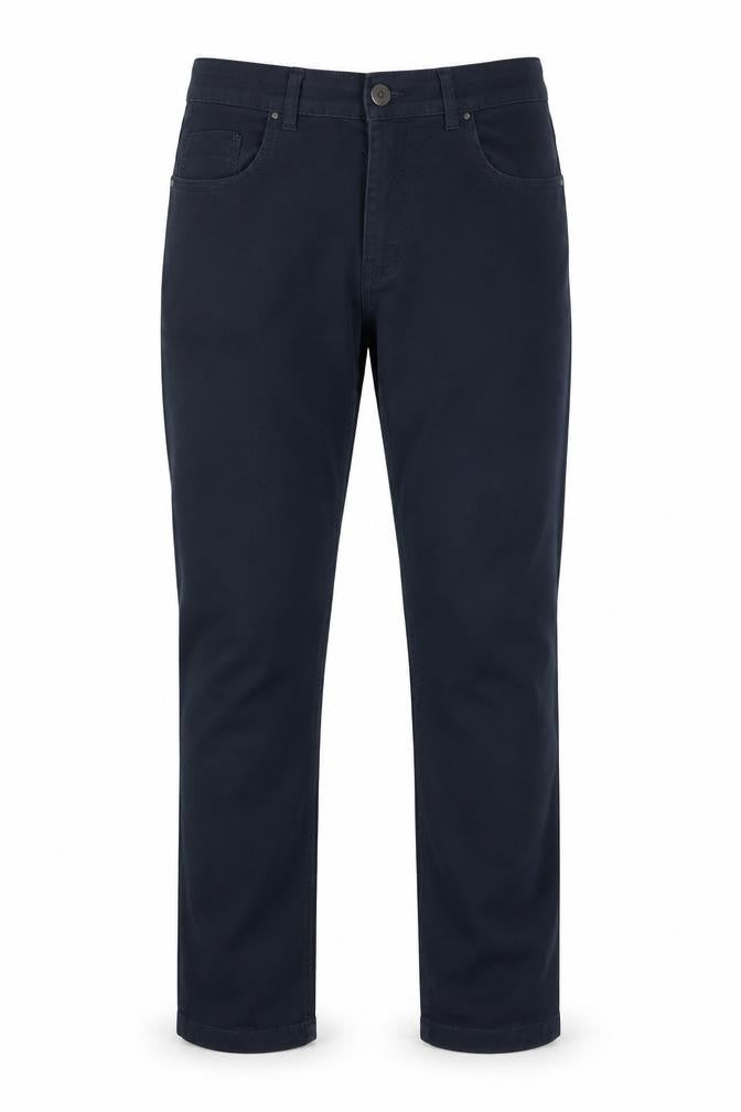 Front view of V12 Denim Men's Navy Blue Straight Leg Trousers, size 46