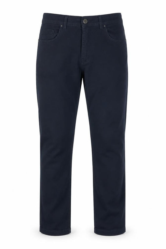 Front view of V12 Denim Men's Navy Blue Straight Leg Trousers, size 46