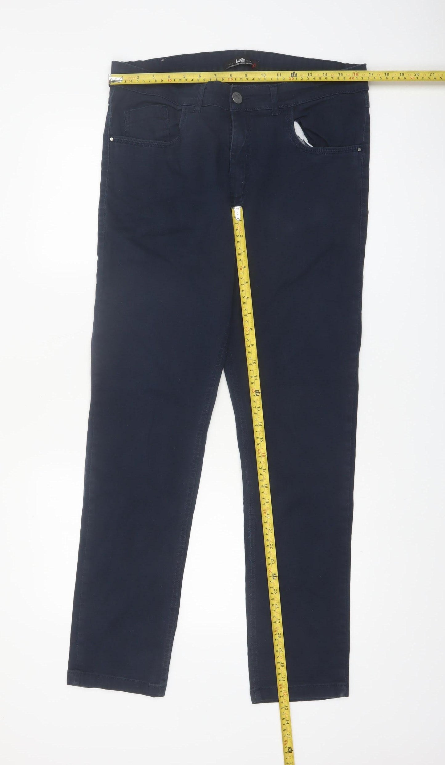 V12 Denim Men's Navy Blue Straight Leg Trousers Size 46