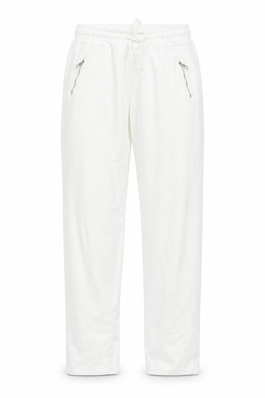Front view of Luna Women White Jogger Trousers M Cotton Blend Elastic Waist
