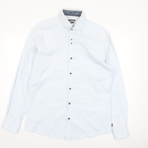 Remus Uomo Men's Light Blue Tapered Long Sleeve Button-Up Shirt 16/41