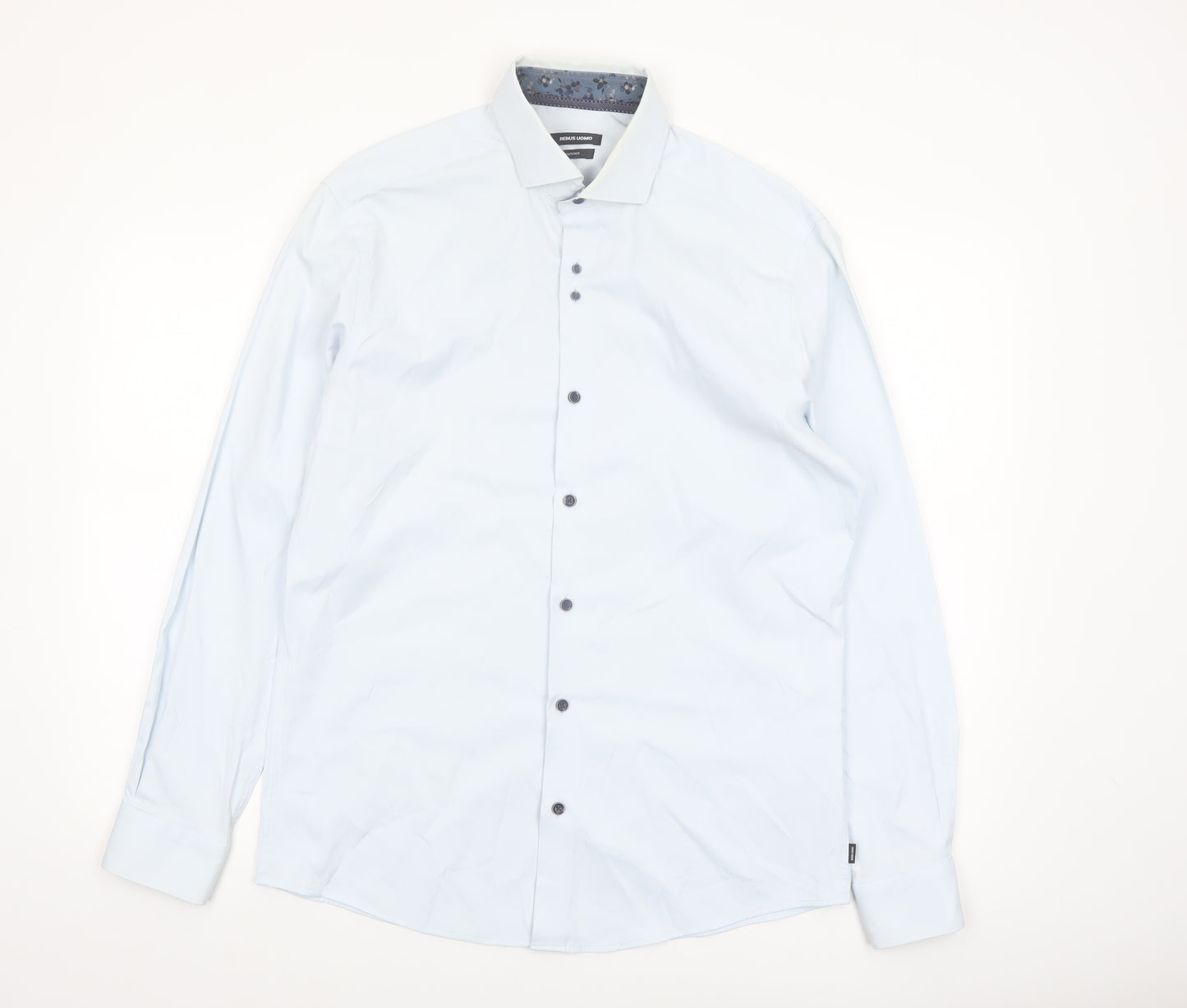 Remus Uomo Men's Light Blue Tapered Long Sleeve Button-Up Shirt 16/41