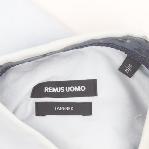 Remus Uomo Men's Light Blue Tapered Long Sleeve Button-Up Shirt 16/41
