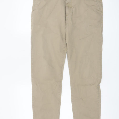 Request Men's Beige Slim Cropped Casual Trousers Size XL