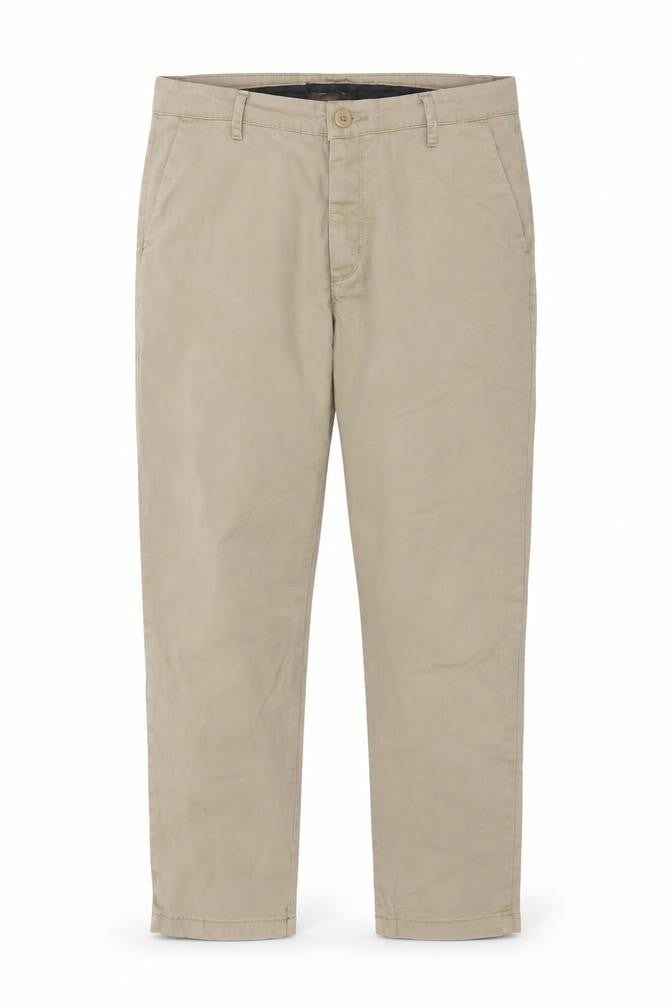 Front view of Request Men's Beige Slim Cropped Casual Trousers, size XL