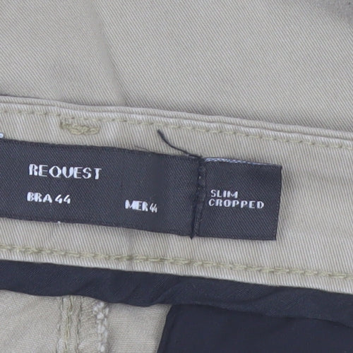 Request Men's Beige Slim Cropped Casual Trousers Size XL