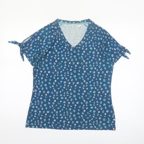 Trespass Womens Blue Patterned Short Sleeve V-Neck Cotton T-Shirt Size 12