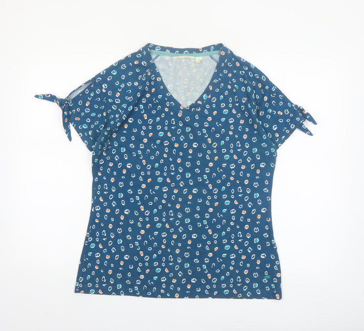 Trespass Womens Blue Patterned Short Sleeve V-Neck Cotton T-Shirt Size 12