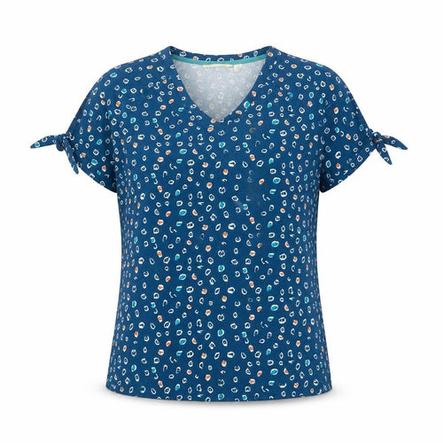Trespass Womens Blue Patterned Short Sleeve V-Neck Cotton T-Shirt Size 12
