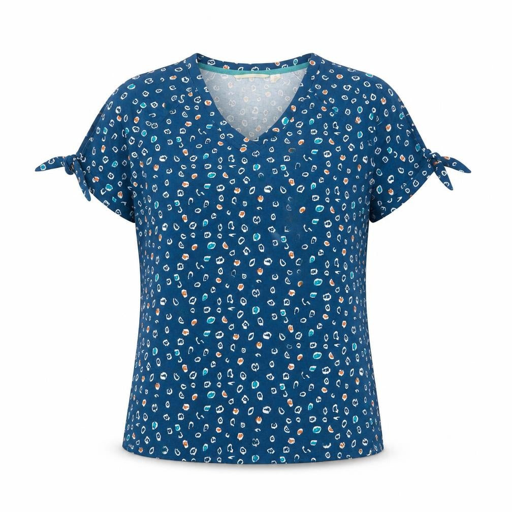 Trespass Womens Blue Patterned Short Sleeve V-Neck Cotton T-Shirt Size 12