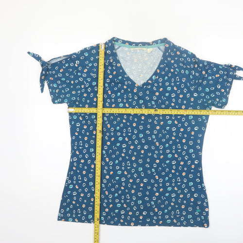 Trespass Womens Blue Patterned Short Sleeve V-Neck Cotton T-Shirt Size 12
