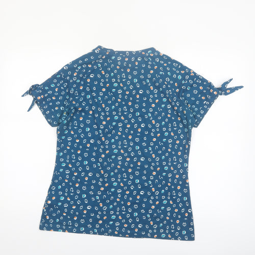 Trespass Womens Blue Patterned Short Sleeve V-Neck Cotton T-Shirt Size 12