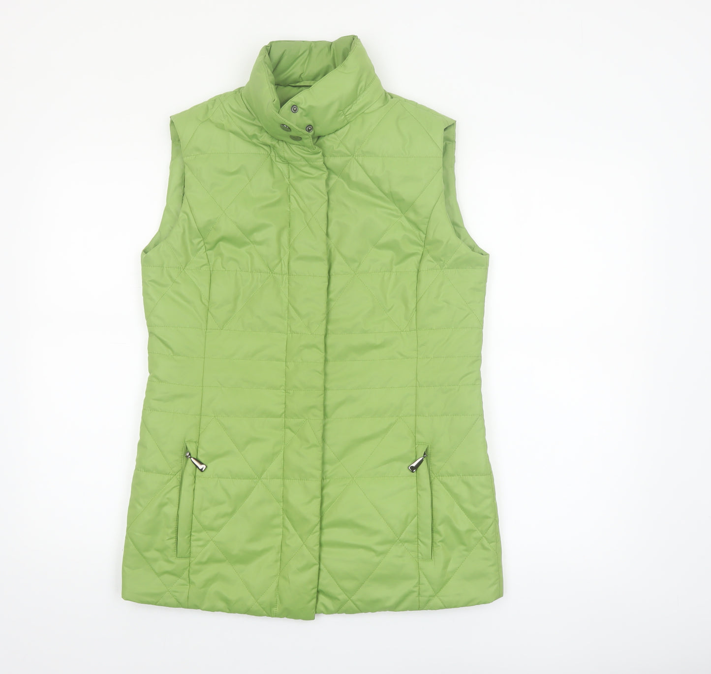 Frank Walder Women's Green Quilted Mid-Length Waistcoat Size 12