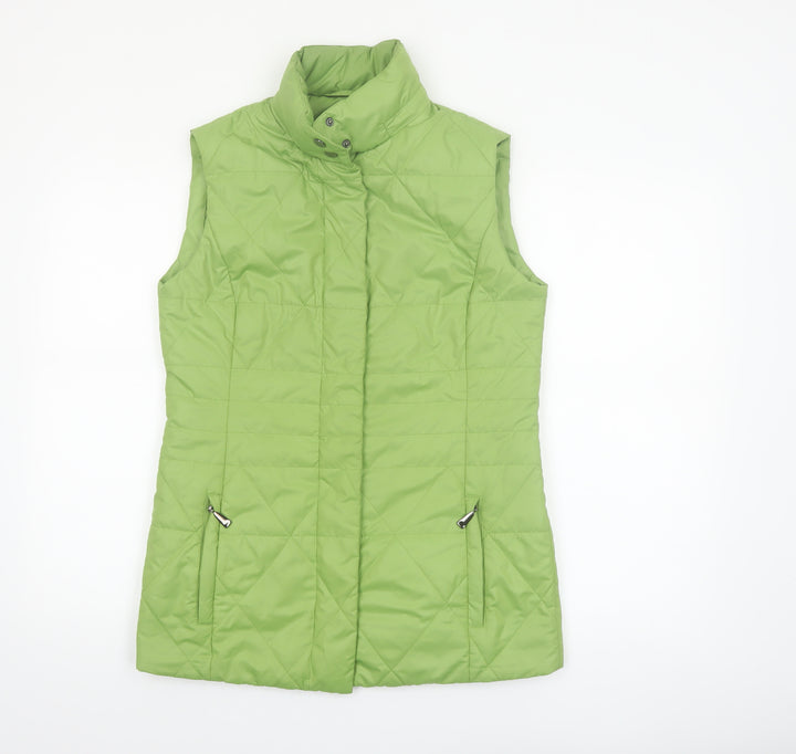 Frank Walder Women's Green Quilted Mid-Length Waistcoat Size 12