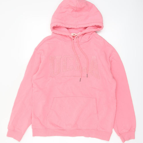 H&M Women Pink UCLA Pullover Hoodie XS Cotton Blend Casual Sweatshirt