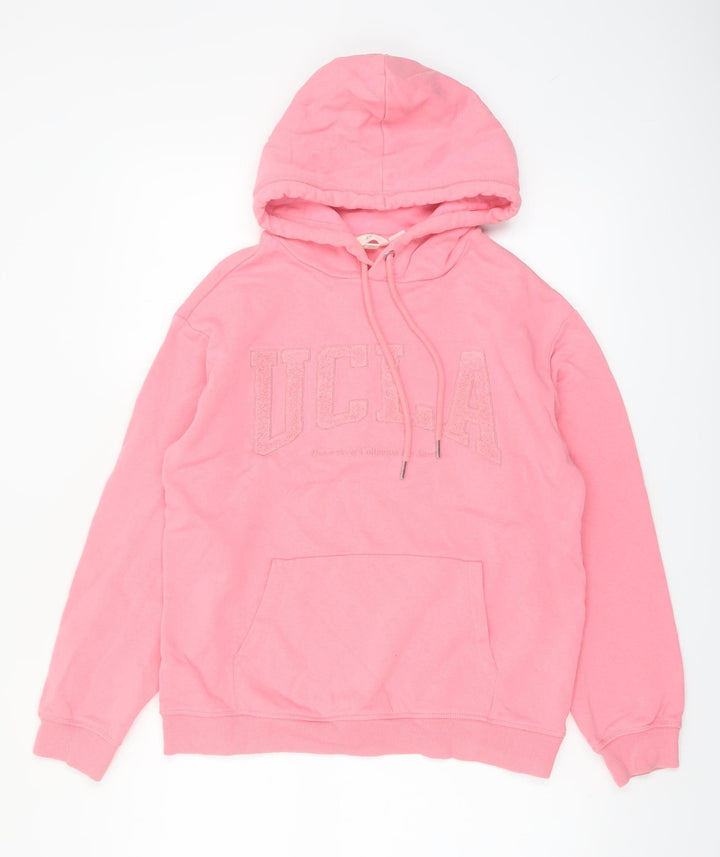 H&M Women Pink UCLA Pullover Hoodie XS Cotton Blend Casual Sweatshirt