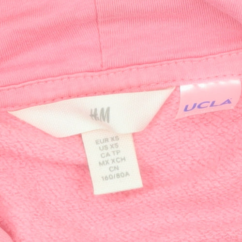 H&M Women Pink UCLA Pullover Hoodie XS Cotton Blend Casual Sweatshirt