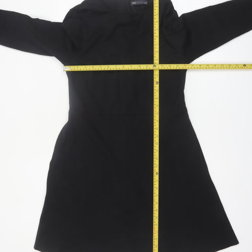 Marks and Spencer Women Black Size 14 A-Line Long Sleeve Work Dress