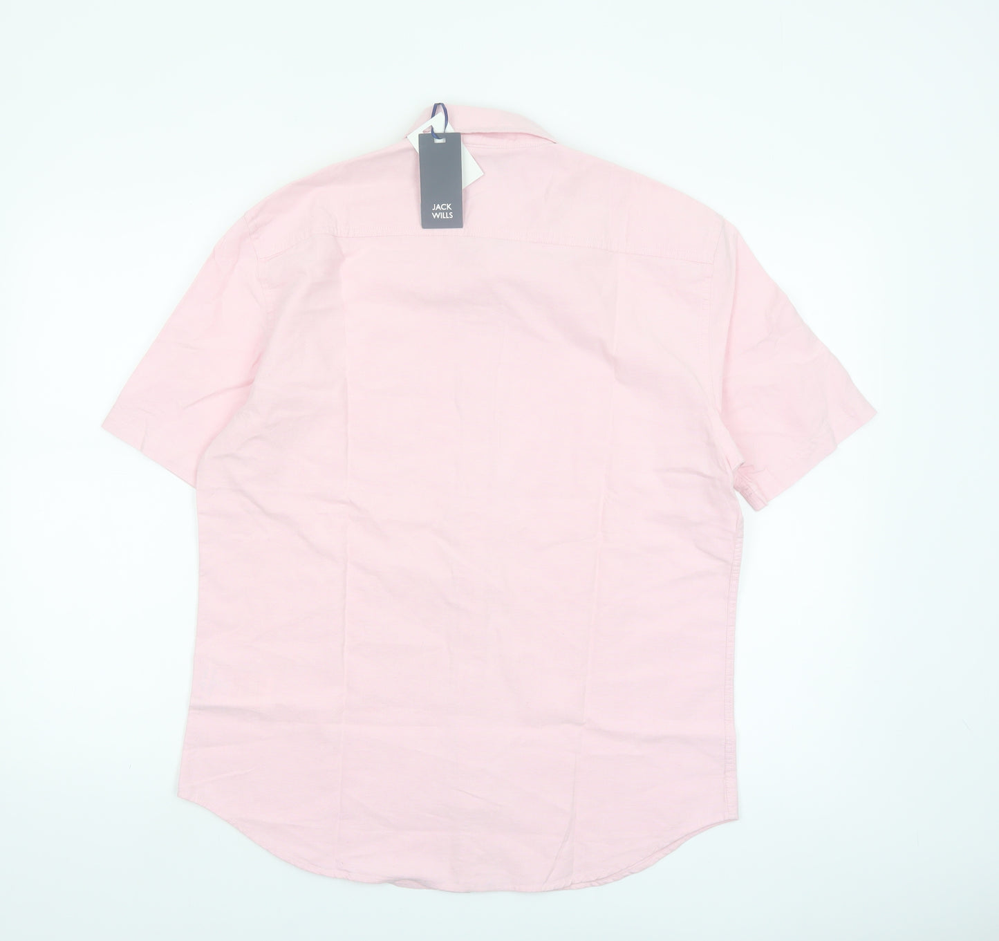Jack Wills Men’s Pink Slim Fit Short Sleeve Button-Up Shirt M