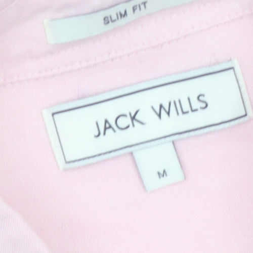 Jack Wills Men’s Pink Slim Fit Short Sleeve Button-Up Shirt M