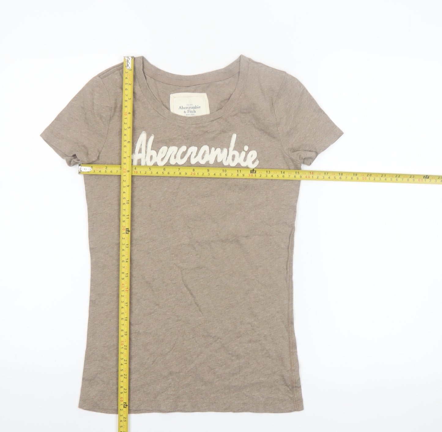 Abercrombie & Fitch Women Brown Cotton Slim T-Shirt M