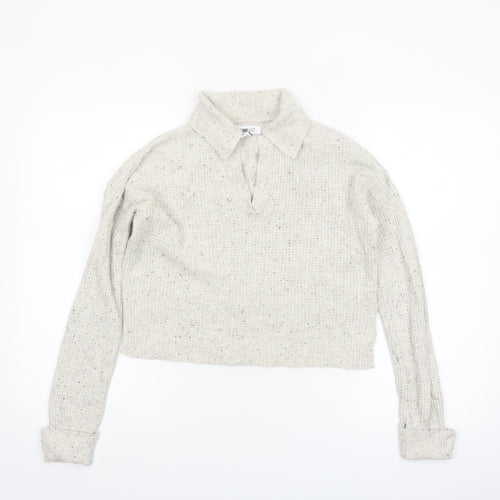 William Rast Women Ivory Collared Henley Knit Jumper XS