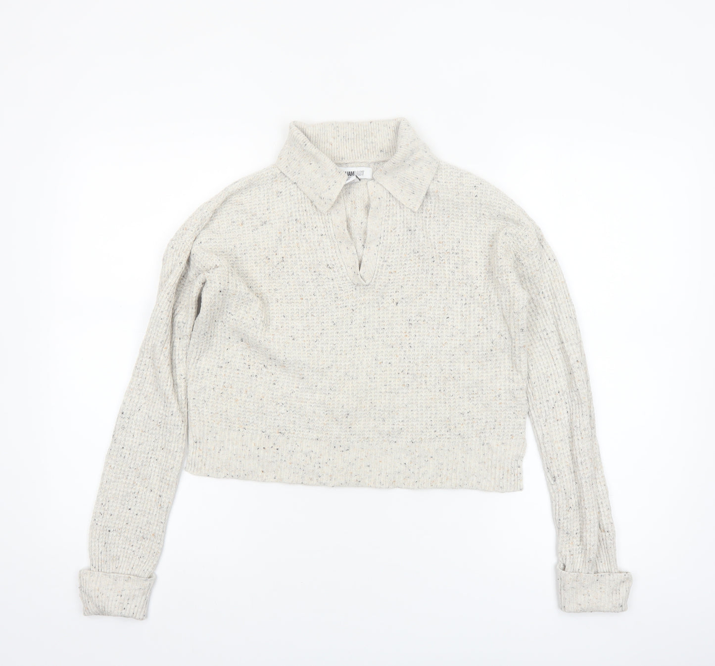William Rast Women Ivory Collared Henley Knit Jumper XS
