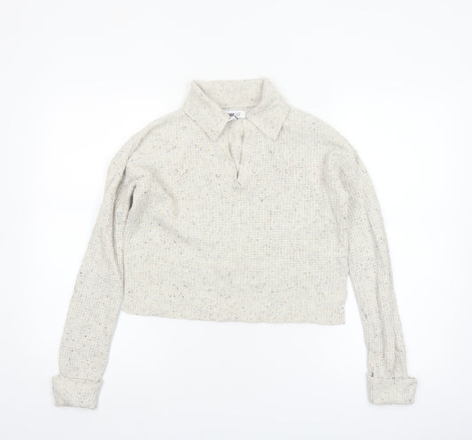 William Rast Women Ivory Collared Henley Knit Jumper XS