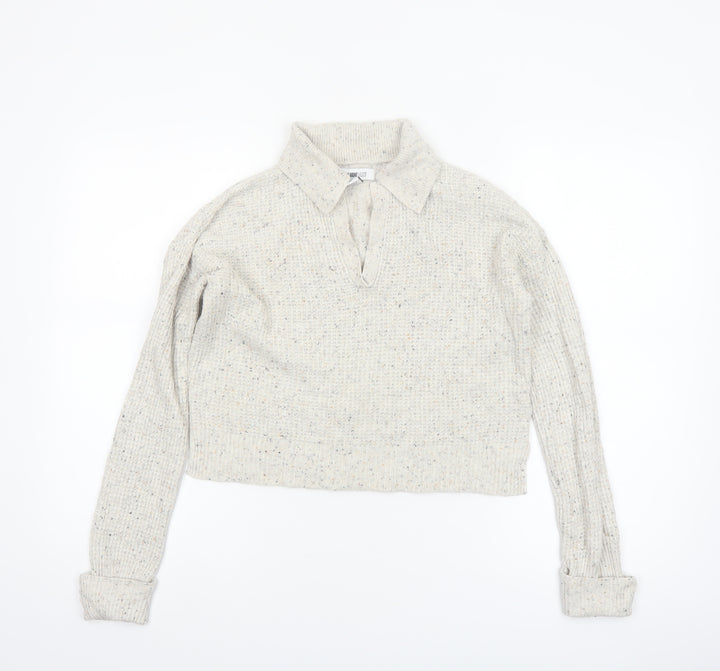 William Rast Women Ivory Collared Henley Knit Jumper XS
