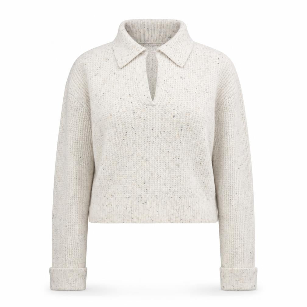 Front view of William Rast Women Ivory Collared Henley Knit Jumper XS