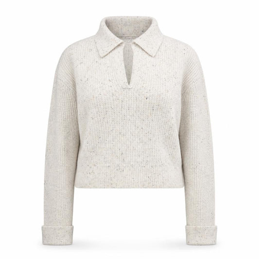 Front view of William Rast Women Ivory Collared Henley Knit Jumper XS