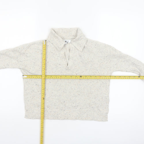 William Rast Women Ivory Collared Henley Knit Jumper XS