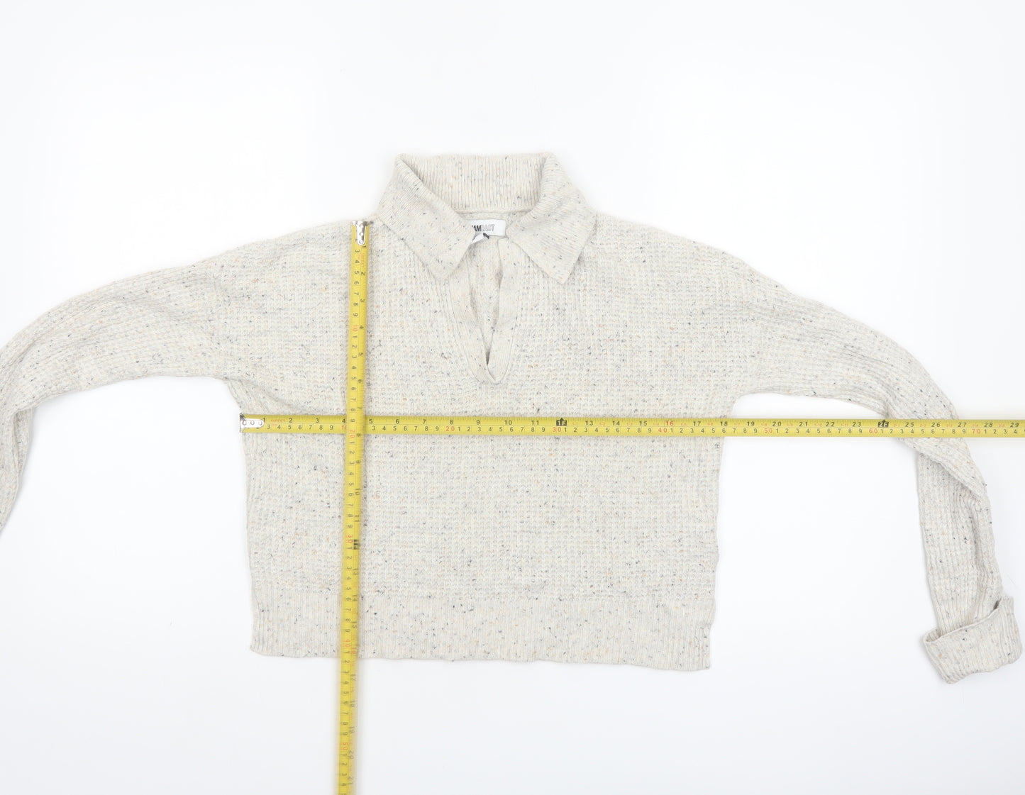 William Rast Women Ivory Collared Henley Knit Jumper XS
