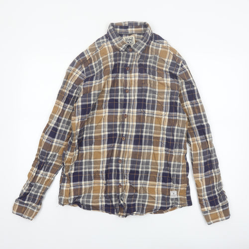 DNMX Men's Blue Checked Long Sleeve Button-Up Shirt Size L