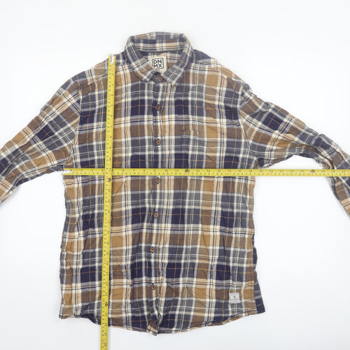 DNMX Men's Blue Checked Long Sleeve Button-Up Shirt Size L