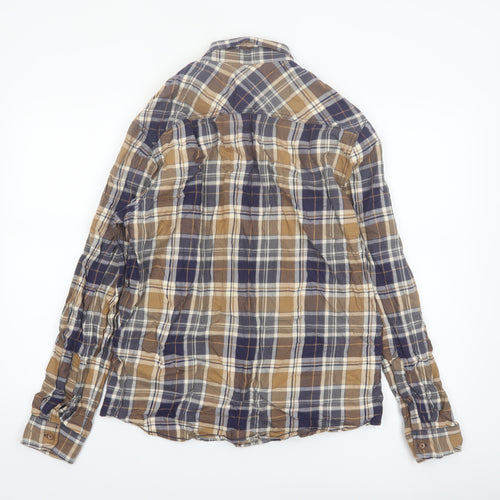 DNMX Men's Blue Checked Long Sleeve Button-Up Shirt Size L