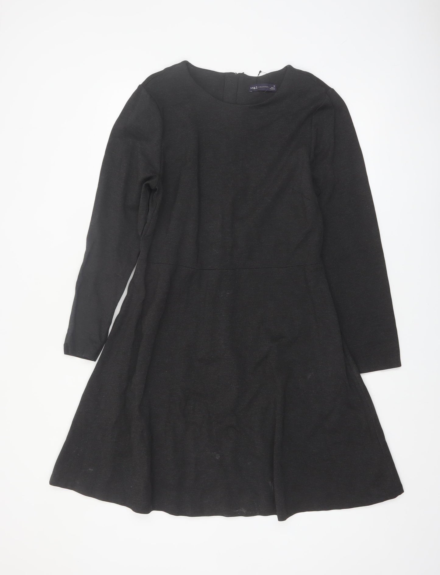 Marks and Spencer Women Black Size 16 Fit & Flare Knee Length Dress