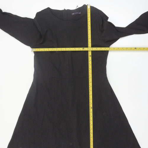 Marks and Spencer Women Black Size 16 Fit & Flare Knee Length Dress