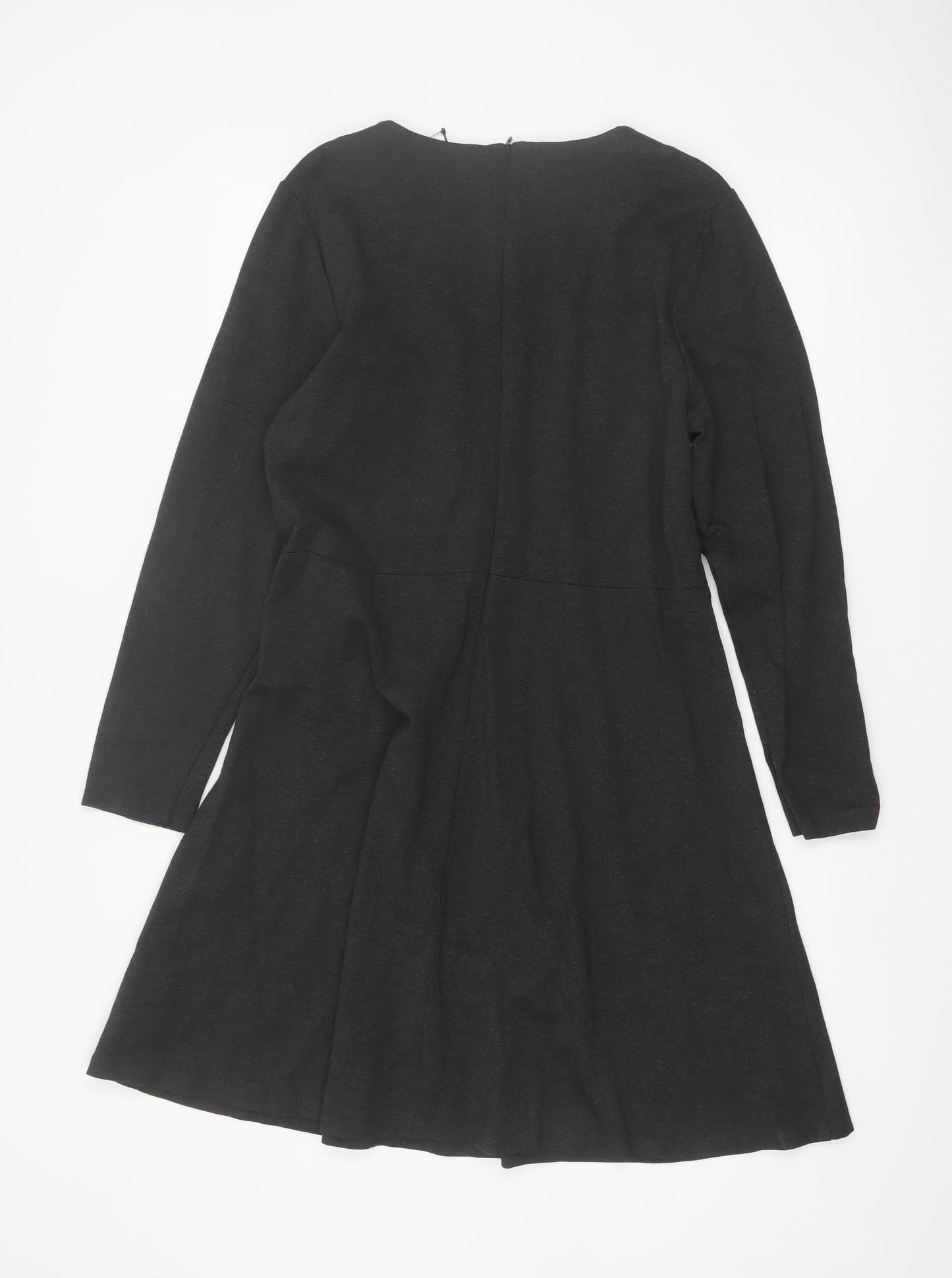 Marks and Spencer Women Black Size 16 Fit & Flare Knee Length Dress