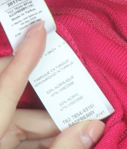 Marks and Spencer Per Una Women’s Pink Size 18 Ribbed Knit Cardigan