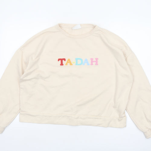 Chelsea Peers Women Beige TA-DAH Pullover Sweatshirt Small