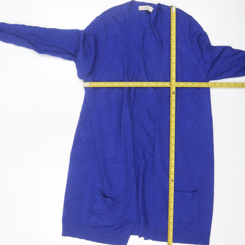 Rowen Avenue Women's Blue Long Sleeve Open Knit Cardigan M