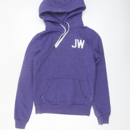 Jack Wills Womens Purple Pullover Hoodie UK 8 JW Logo Casual Sweatshirt
