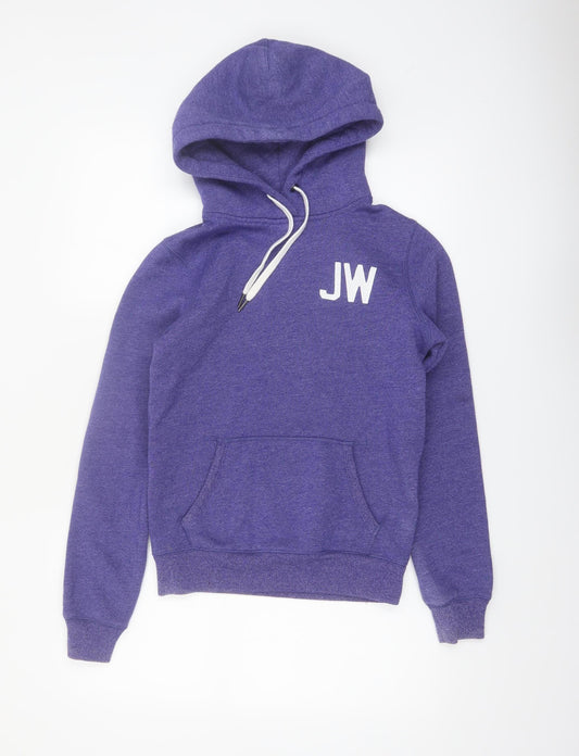 Jack Wills Womens Purple Pullover Hoodie UK 8 JW Logo Casual Sweatshirt