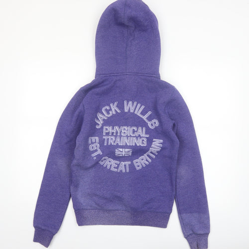 Jack Wills Womens Purple Pullover Hoodie UK 8 JW Logo Casual Sweatshirt