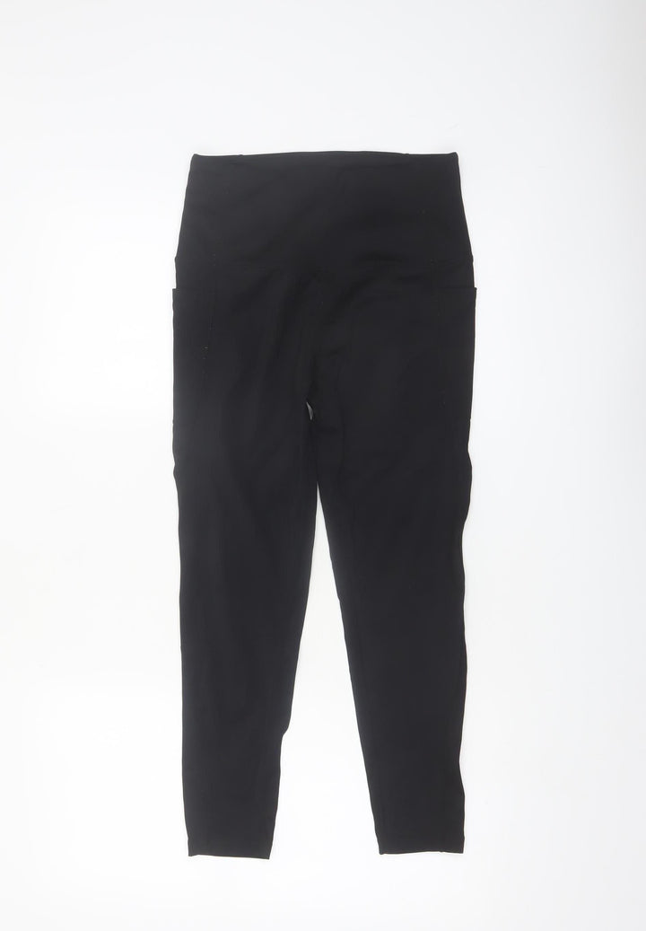 Gym+Coffee Women's Black Medium High Waist Leggings Compression Fit