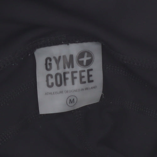 Gym+Coffee Women's Black Medium High Waist Leggings Compression Fit