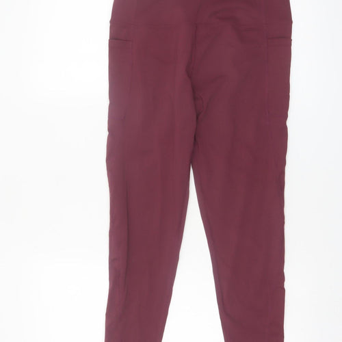Gym+Coffee Womens Red Medium Leggings Stretch Athletic Gym Wear
