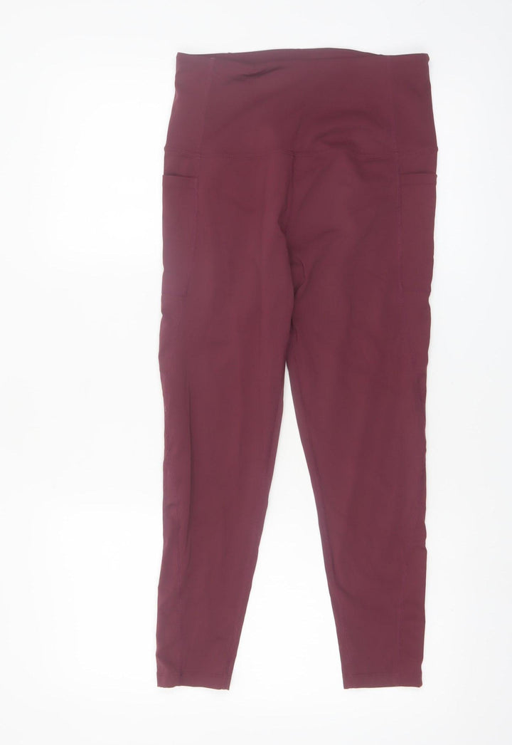 Gym+Coffee Womens Red Medium Leggings Stretch Athletic Gym Wear