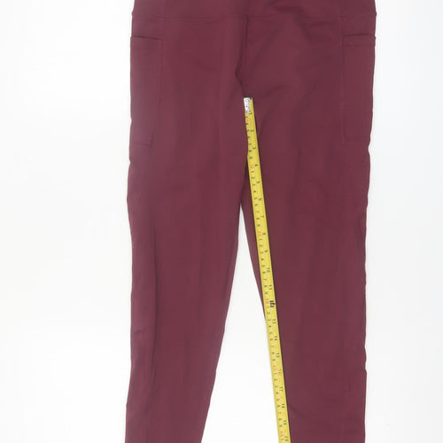 Gym+Coffee Womens Red Medium Leggings Stretch Athletic Gym Wear